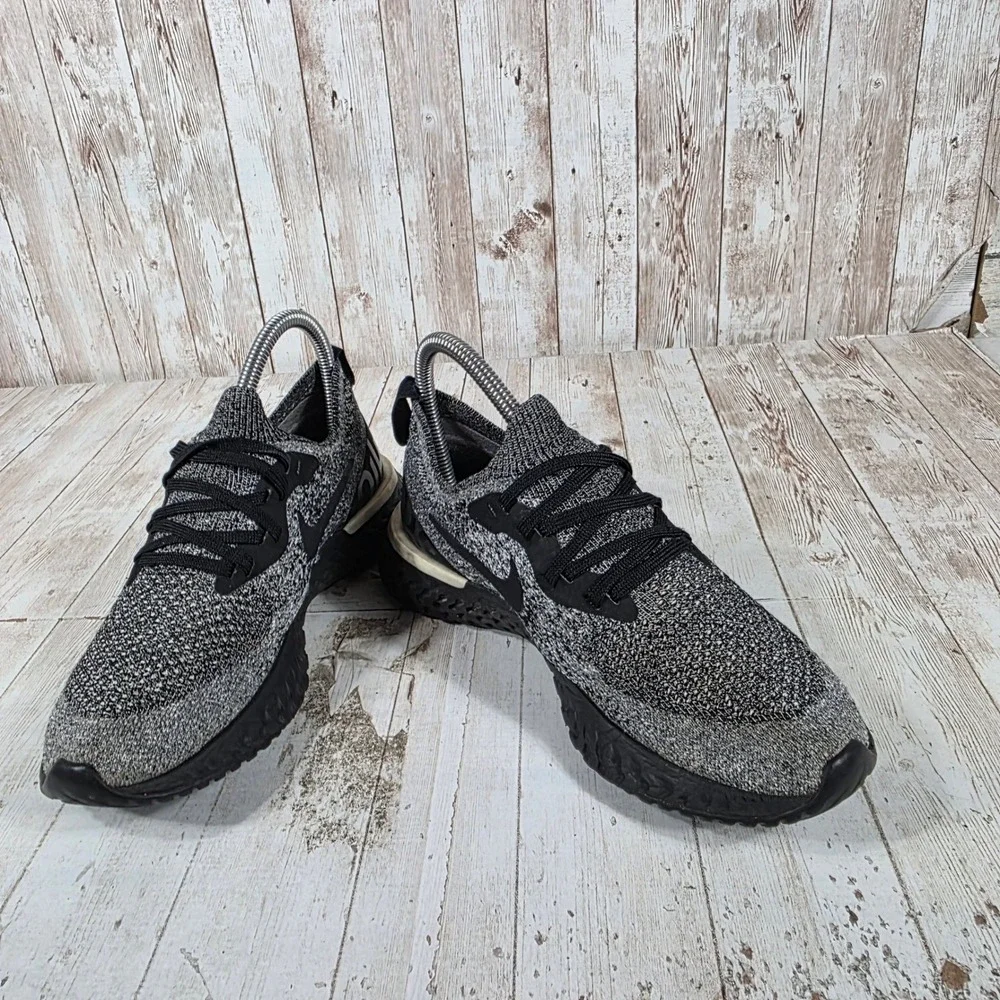 Nike Epic React Flyknit 2 Black Grey Running Shoes AQ0070-011 Womens 6
